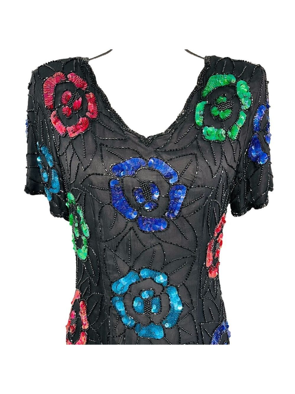 Floral vintage sequin dress - Picture 4 of 4